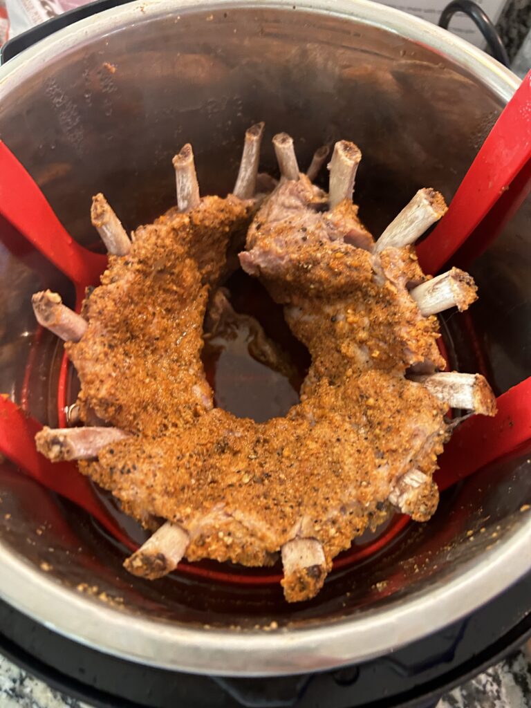 finished ribs in the instant pot after cooking