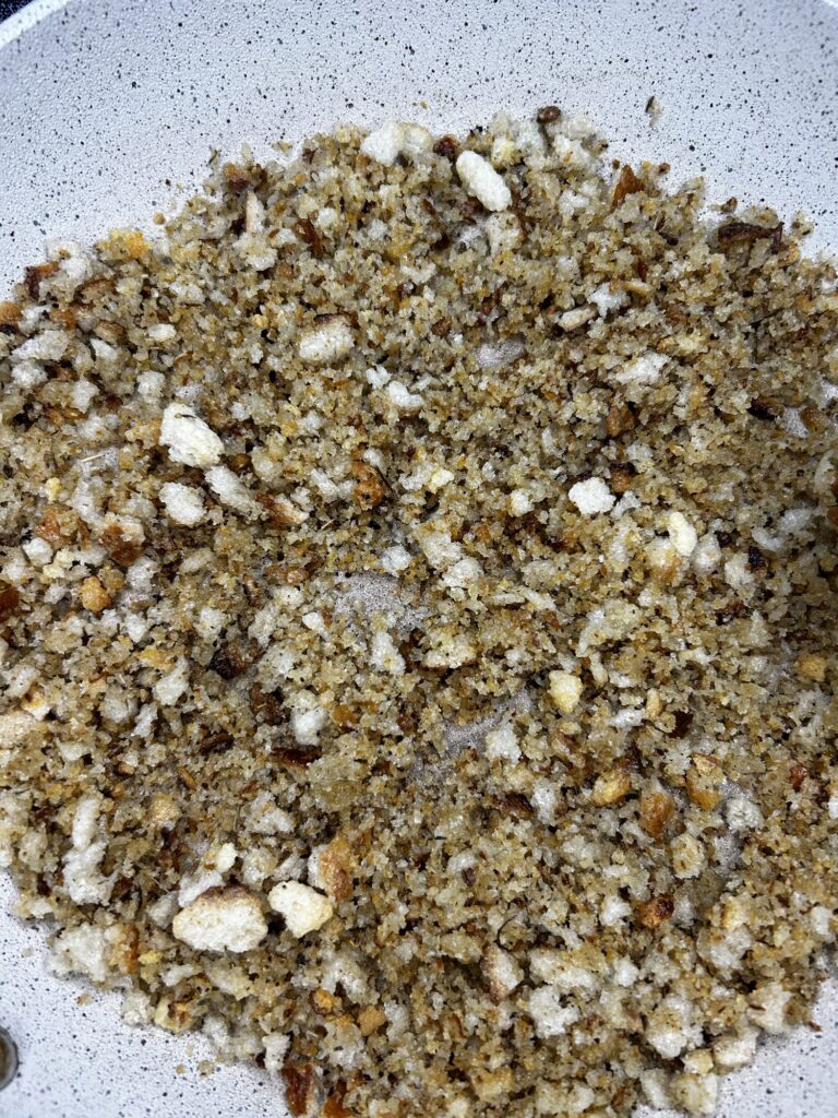 toasted breadcrumbs in a skillet