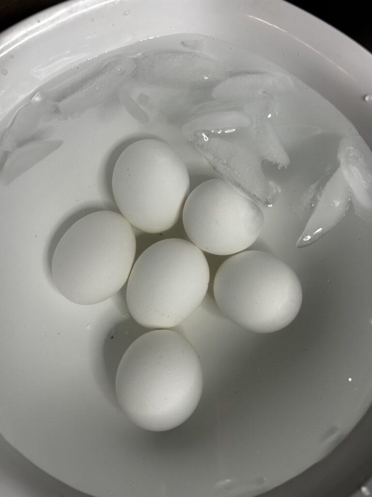 eggs in ice bath