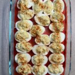 deviled eggs in dish